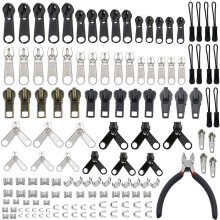 YaHoGa 143 PCS Zipper Repair Kit Zipper Replacement with Install Plier for Bags  Jackets  Tents  Backpacks  Sleeping Bag