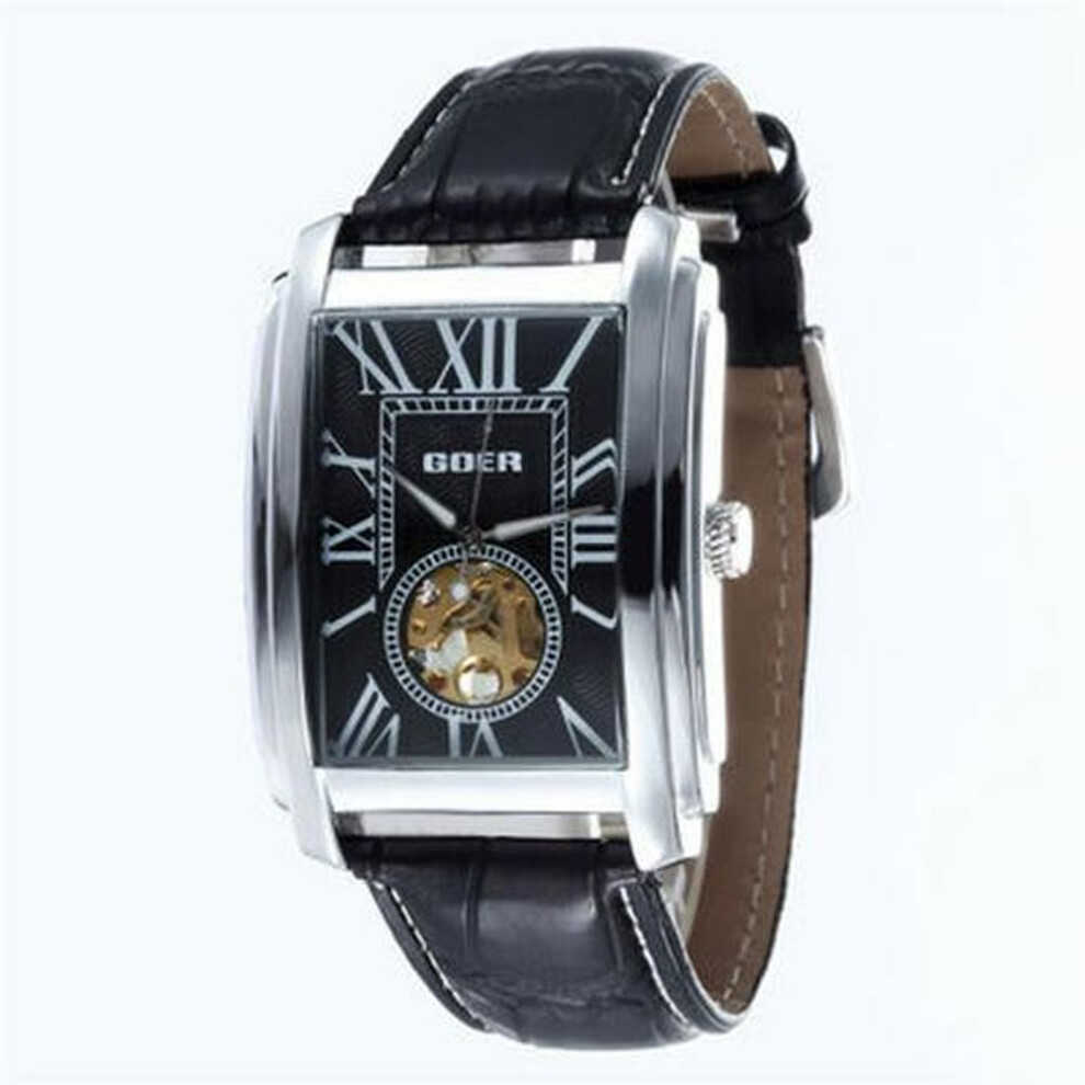 (black) Goer Men's European & American Automatic Square Mechanical Watch