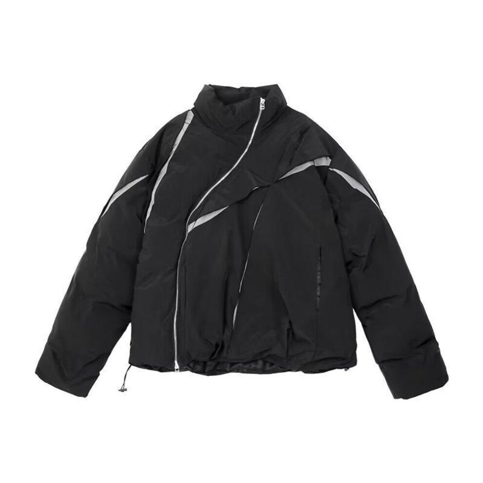 (black, 3XL) Unisex Trendy Pleated Stand Collar Cotton Jacket - Stylish And Warm Winter Coat