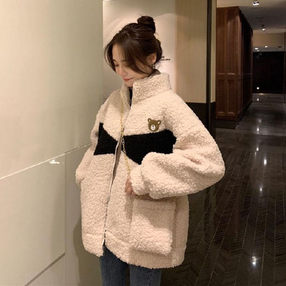(apricot, 3XL) "2024 Winter Oversized Plush Cardigan with Plus Velvet for Women