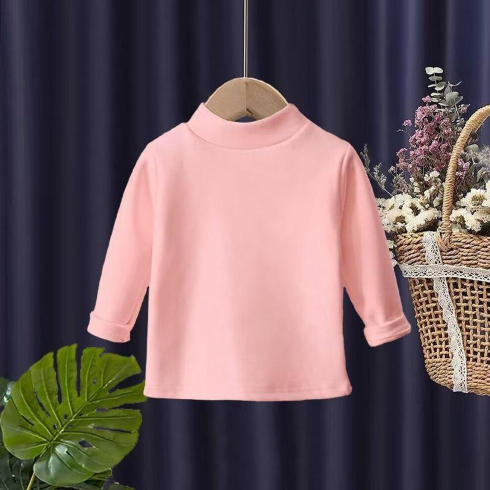 (pink, 130cm) Unisex German Velvet Children's Long-sleeve Solid Color Top - Medium & Large