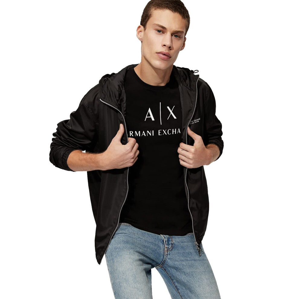 AX ARMANI EXcHANgE mens classic crew Logo Tee T Shirt  Black  X-Large