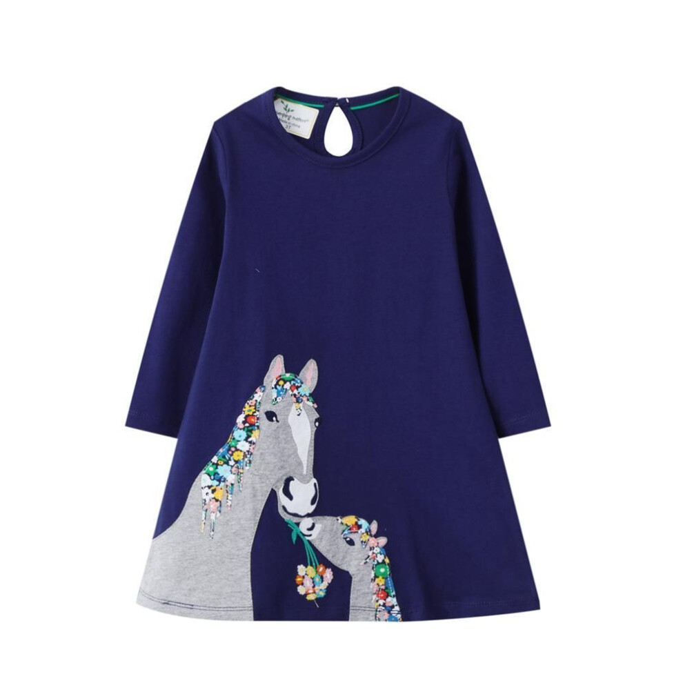 (4T height 95-100 cm) "2023 Autumn European & American Style Long Sleeve Knitted A-line Dress For Girls