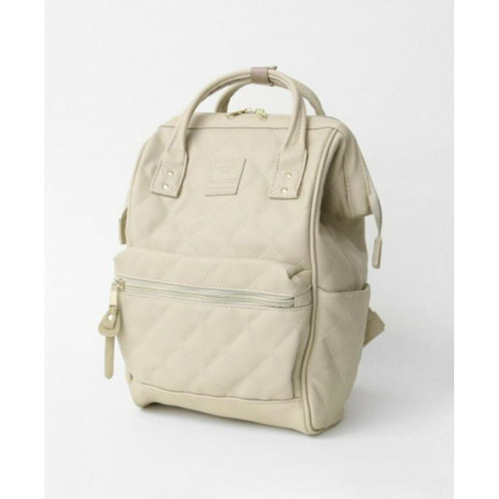 (ivory, 40*27*17 cm, fits 14-inch PC) "Japanese Retro Plaid PU Leather Backpack - Trendy Unisex Travel Bag