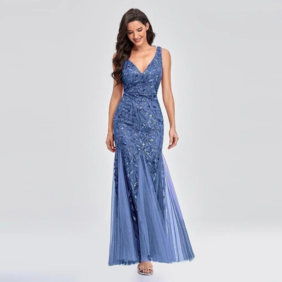 (sky blue, XXL) European & American Summer Sequin V-neck Dresses (6 Colors) – Chic & Trendy