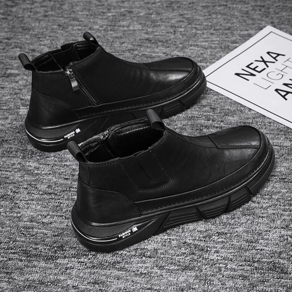 (black, Size 39) Martin Boots: 2023 Men's Trendy High-top British Work Boots - Versatile Casual Mid-tube Autumn Footwear