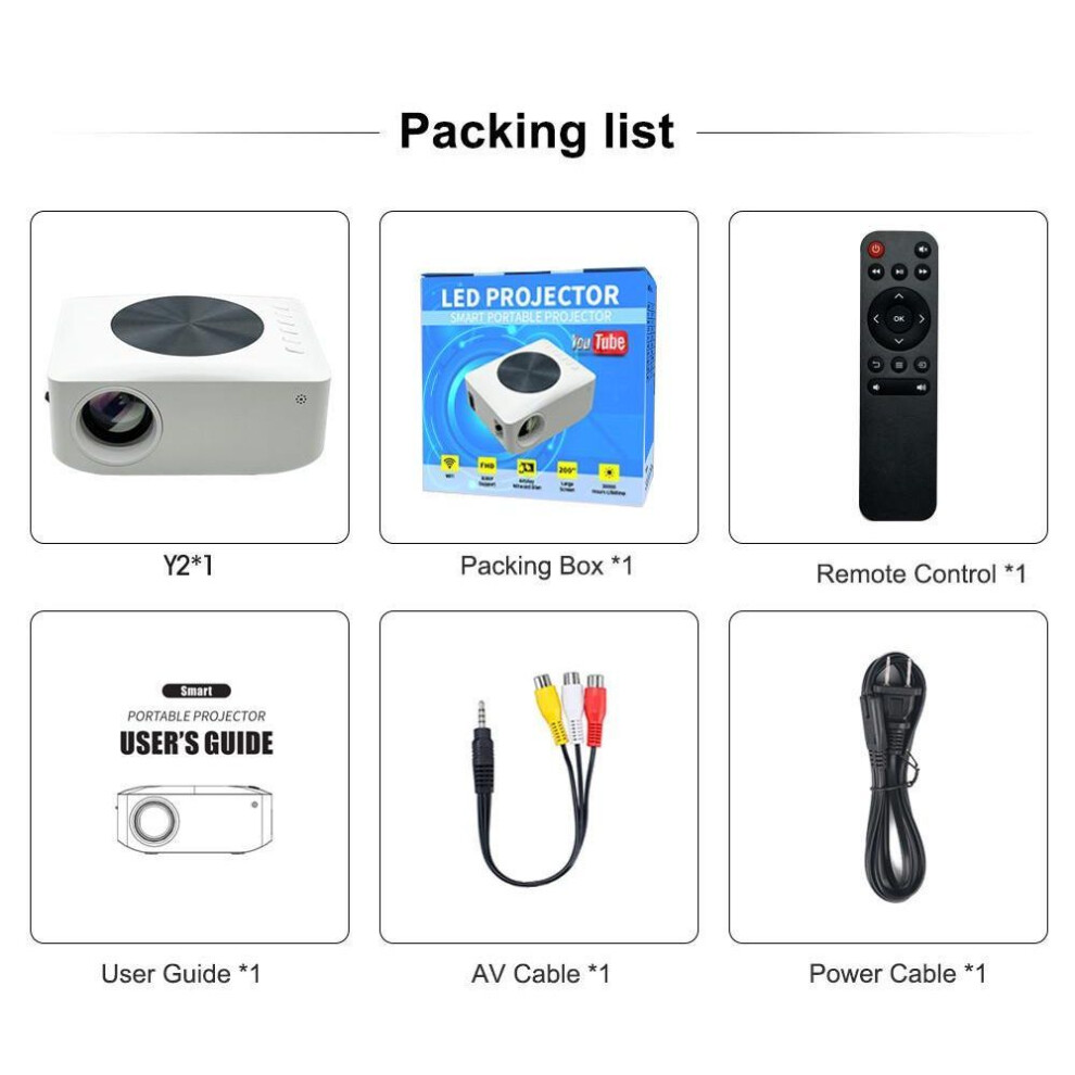 (EU Standard) "portable Cross-border Mini Y2 Hd 1080p Wifi Projector With Android Mobile Screen Mirroring