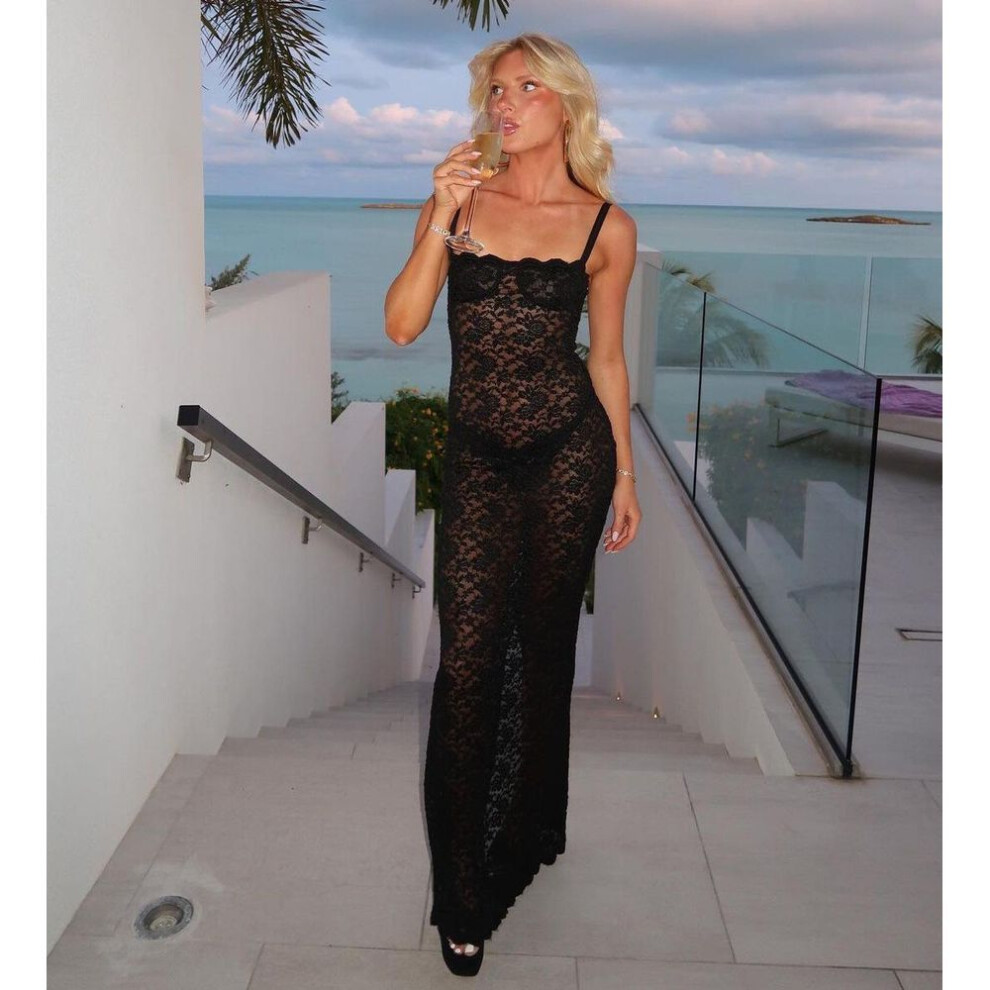 (black, Small) "2024 Summer Lace One-Shoulder Women's Slim Dress