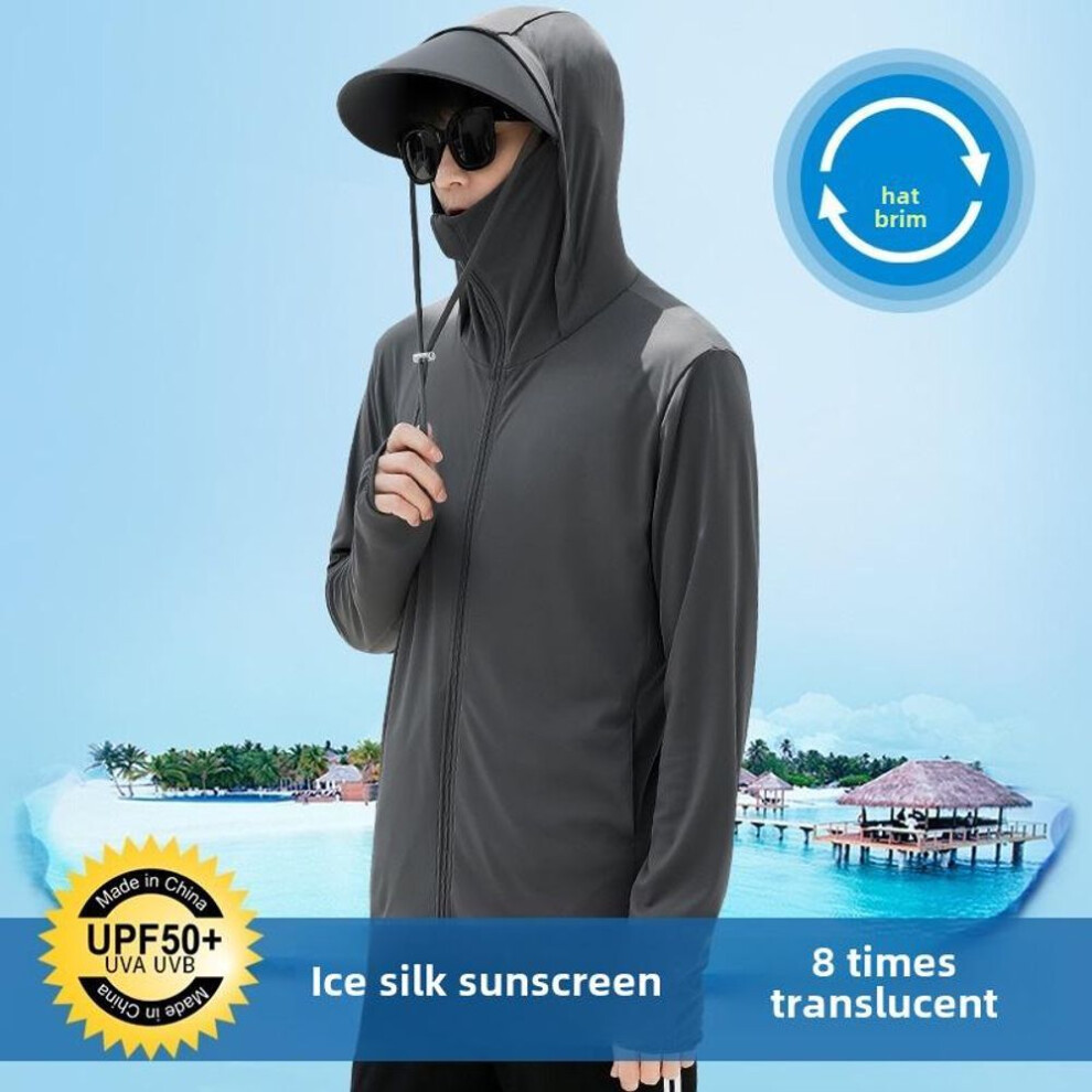 (dark gray, S) Men's 2024 Summer Ice Silk Uv-protective Ultra-thin Breathable Outdoor Fishing Jacket
