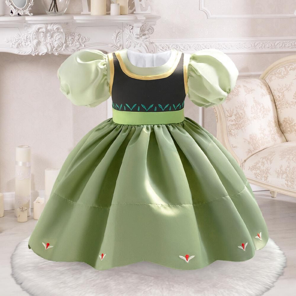 (12-18 Months) Embroidered Puff Sleeve Birthday Dress for One-Year-Old Girls