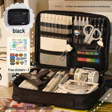 (black, 225×160×50 mm) "Blue Fruit Transparent Japanese-Style Giant Pencil Bag - Portable School Stationery Storage"