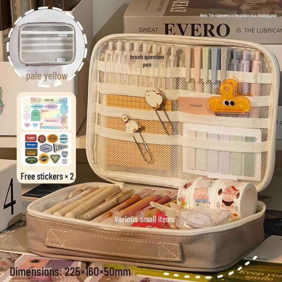 (light brown, 225×160×50 mm) "blue Fruit Transparent Japanese-style Giant Pencil Bag - Portable School Stationery Storage