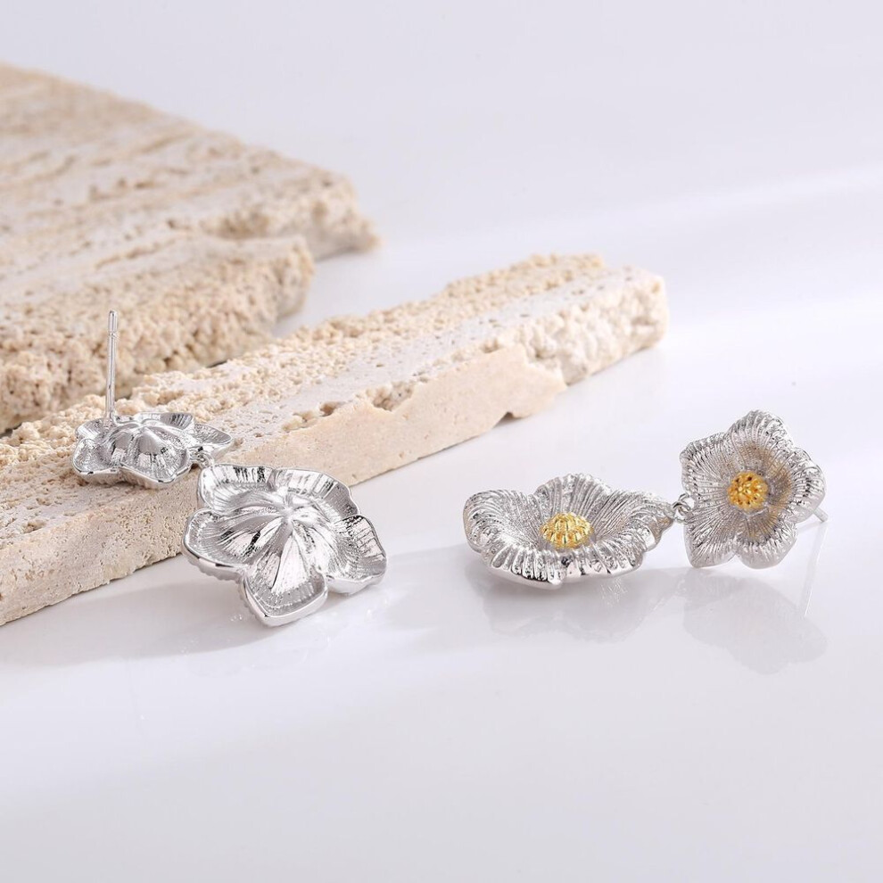 elegant Palace Style Floral Earrings With S925 Silver Needle - Luxurious High-end Jewelry