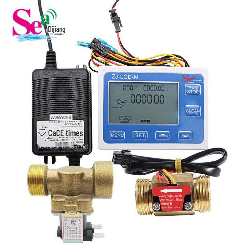 Auto-shutoff Digital Flow Meter With 6-point Copper Water Flow Sensor And Solenoid Valve