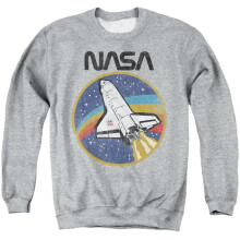 Trevco Sportswear NASA109-AS-2 NASA Shuttle Adult Crewneck Sweatshirt, Athletic Heather - Medium