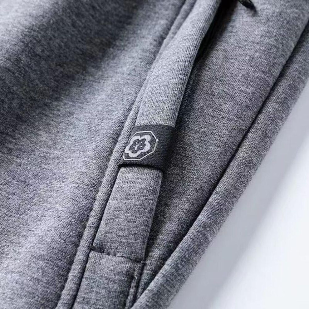 (gray, Large) "men's Velvet-lined Casual Sweatpants: Warm, Thick, Loose-fit With Drawstring