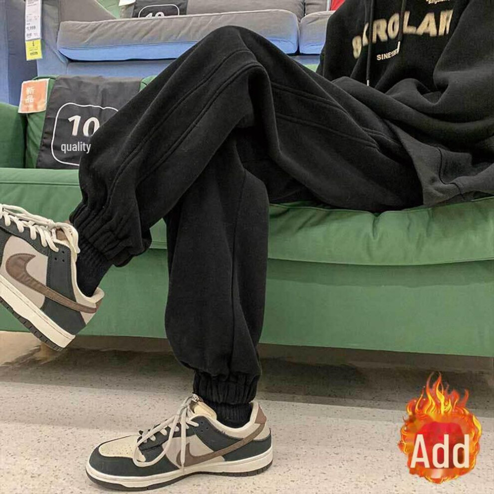 (black, M) Men's Gray Wide-leg Sweatpants, 2023 Loose Fit Harem Style, Perfect For Construction Sites In Autumn And Winter.