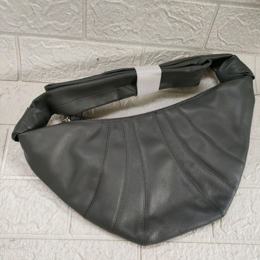(White) 2024 Genuine Leather Croissant Shoulder Bag - Versatile Women's Crossbody Handbag