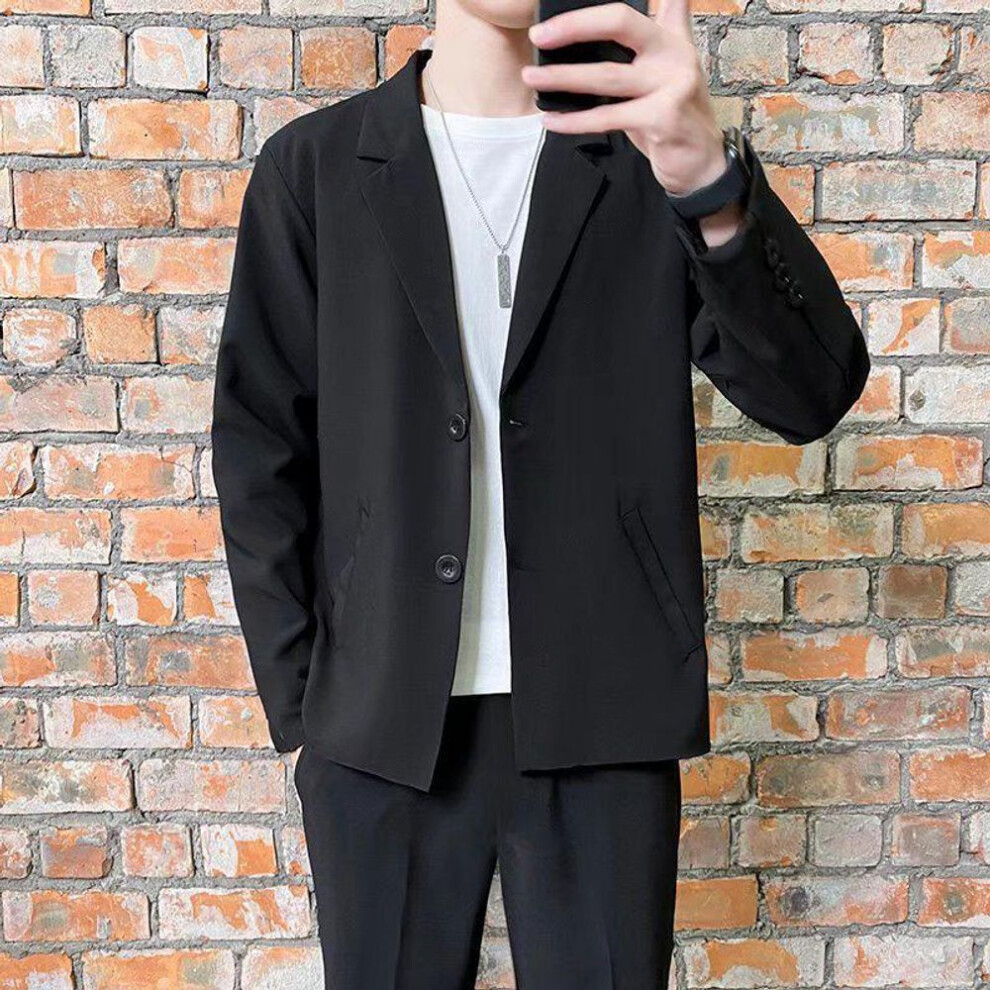 (black, M) Men's Korean Style Autumn Casual Suit Jacket