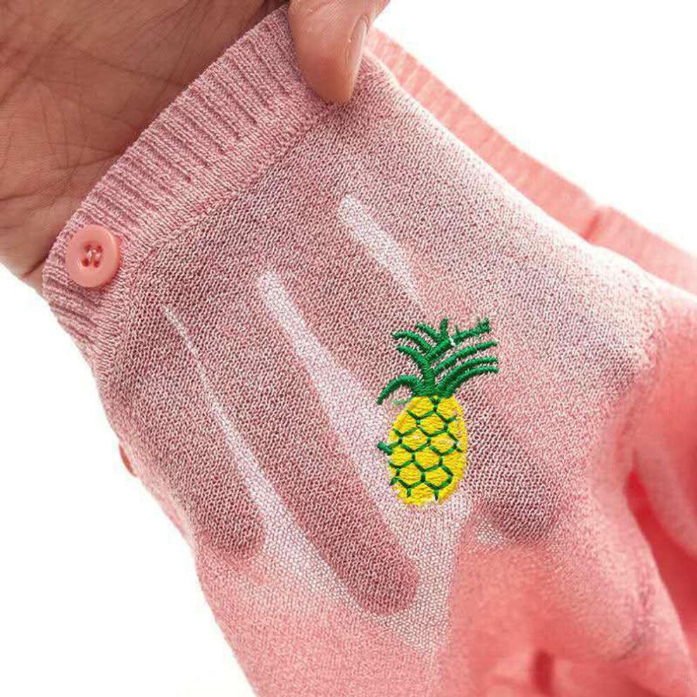 (pink, 110 cm) 2024 Girls' Ice Silk Knitted Cardigan With Sun Protection & Uv Resistance - Breathable Children's Jacket
