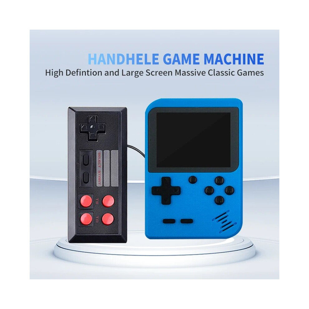 (Double Blue) GAMINJA GC26 Retro Portable Mini Handheld Video Game Console 3.0 Inch Color LCD Kids Color Game Player Built in 400 Games