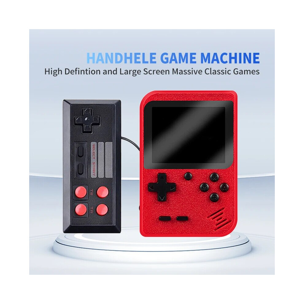 (Double Red) GAMINJA GC26 Retro Portable Mini Handheld Video Game Console 3.0 Inch Color LCD Kids Color Game Player Built in 400 Games