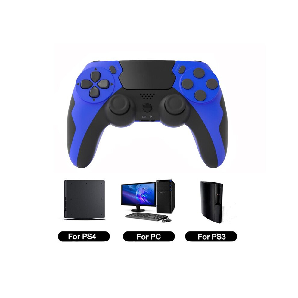 (Blue black) GAMINJA P48 Wireless Gamepad with Six Axis Gyroscope Game Controller For PS4 PS3 Console Wins 7 8 10 Dual Vibration PC Joystick