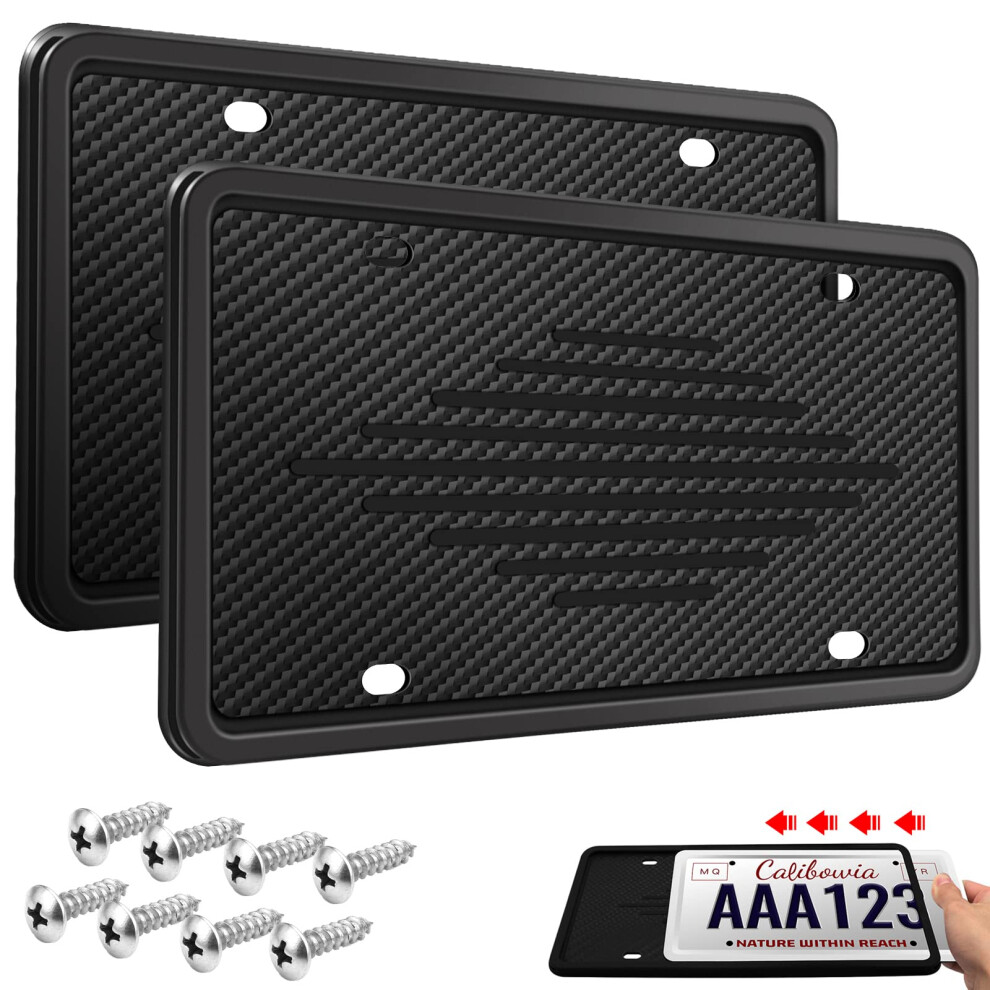 Intermerge License Plate Frames 2 Pack Universal Us Car Tpu Bracket Holder Rustproof Rattleproof Weatherproof With Black 769135054318