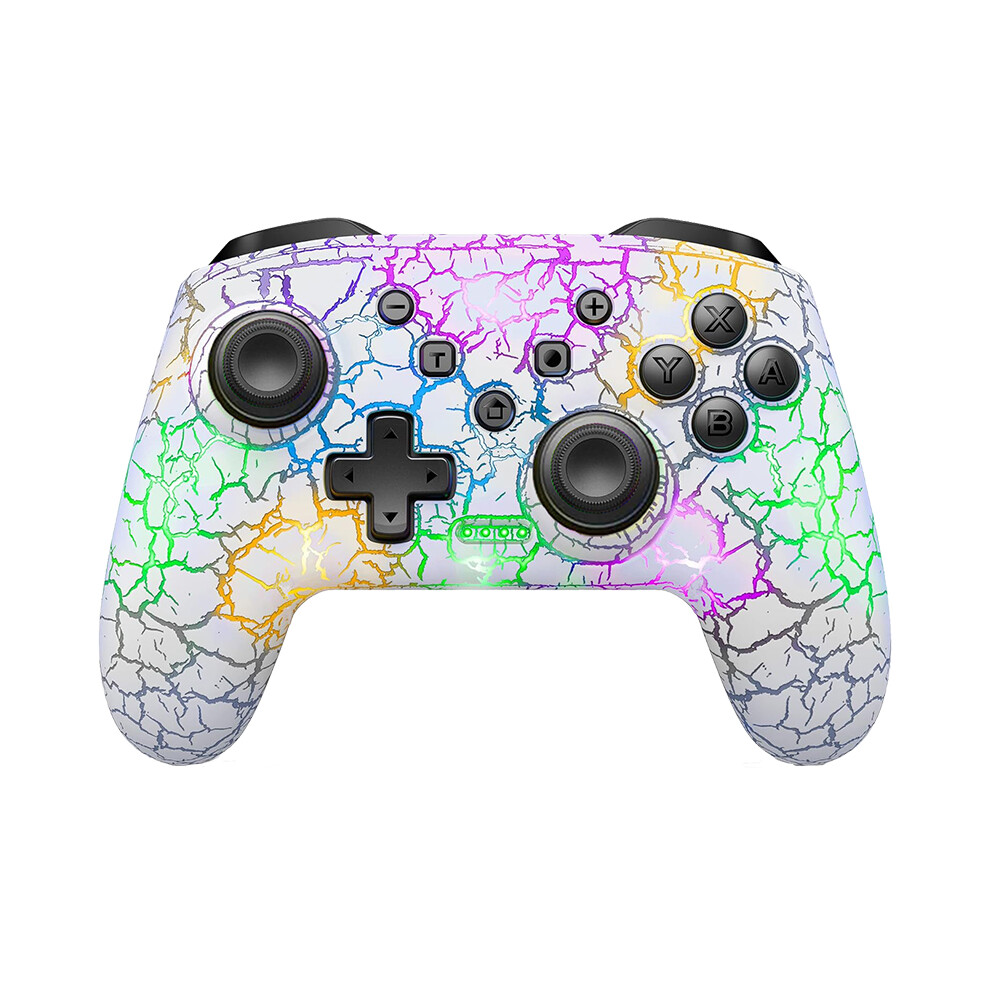 (White) Six Axis Gyroscope Dual Vibration RGB Wireless Gamepad LED CRACK PROCESS For Nintendo Switch TV Box PS3 PC Joystick Controller