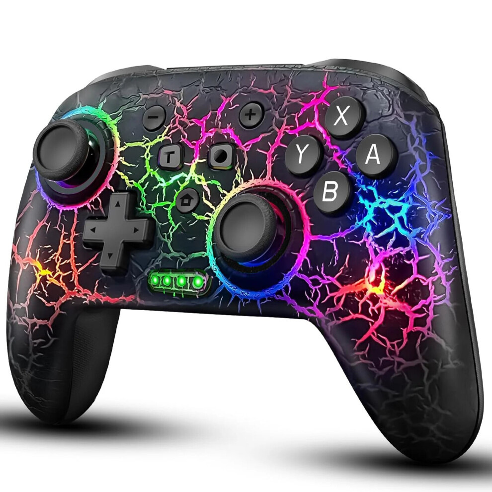 (Black) Six Axis Gyroscope Dual Vibration RGB Wireless Gamepad LED CRACK PROCESS For Nintendo Switch TV Box PS3 PC Joystick Controller