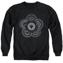 Trevco Sportswear HBRO647-AS-5 Magic The Gathering Icon Glyph Adult Crewneck Sweatshirt, Black - 2X