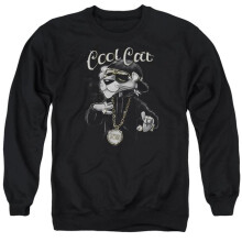 Trevco Sportswear MGM205-AS-3 Pink Panther Cool Cat Adult Crewneck Sweatshirt, Black - Large