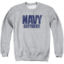 Trevco Sportswear NA108B-AS-2 Navy Boyfriend Adult Crewneck Sweatshirt, Athletic Heather - Medium
