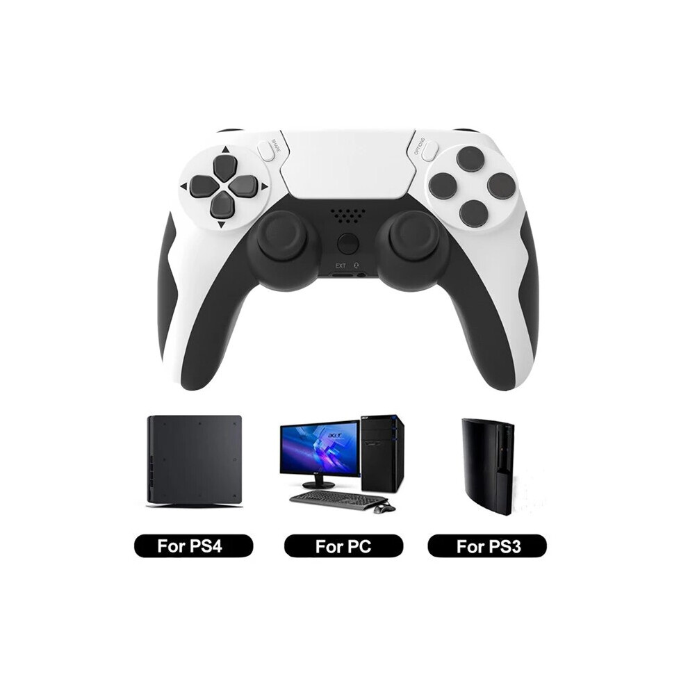 (White Black) GAMINJA P48 Wireless Gamepad with Six Axis Gyroscope Game Controller For PS4 PS3 Console Wins 7 8 10 Dual Vibration PC Joystick
