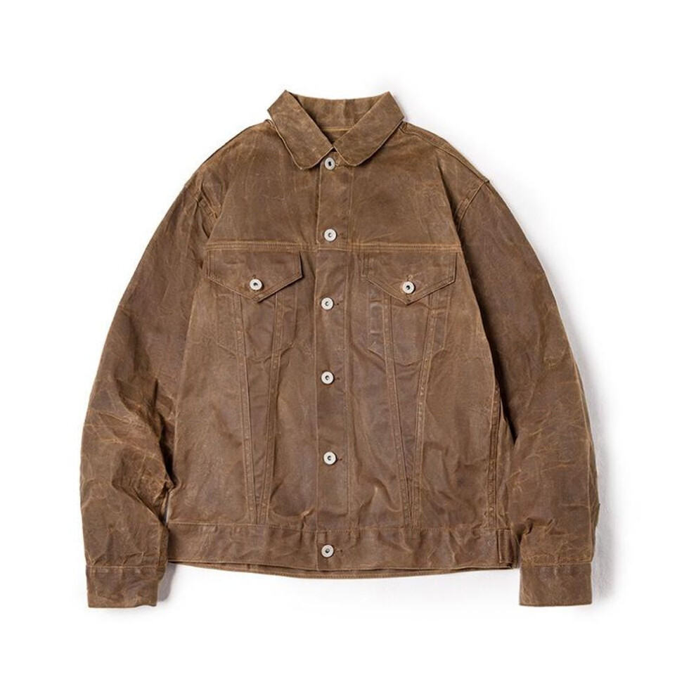 (L) Madden American Retro Yellowstone Waxed Canvas Jacket - Ami Khaki Men's Autumn Hunting Coat