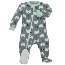 Zippyjamz - Zipper Organic Sleeper Footed Baby Pyjamas med Inseam dragkedja (tyst rv - grn 18-24 mnader)