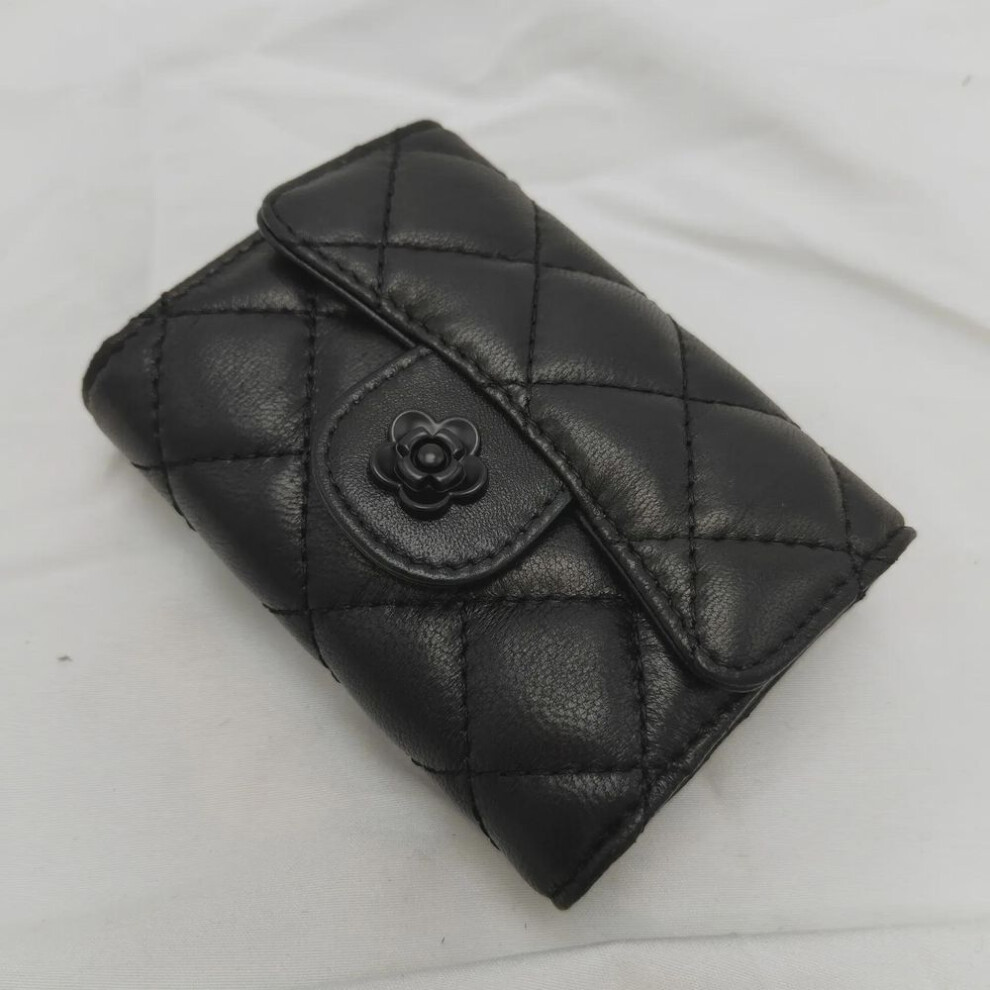 (black) 2025 Sheepskin Embroidered Leather Women's Coin Purse & Card Holder