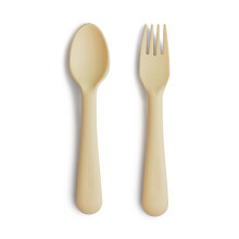 mushie Flatware Fork and Spoon Set For Kids | Made in Denmark (Daffodi