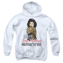 Trevco Sportswear PB103B-YFTH-2 Princess Bride Hello Youth Hooded Sweatshirt, White - Medium