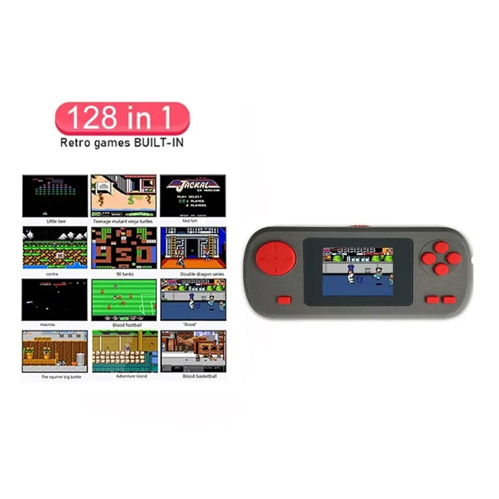(Grey) GAMINJA GC32 Mini Handheld Game Player Portable TFT Color Screen Video Consoles Built In 128 8Bit Games For Kids Christmas Gift