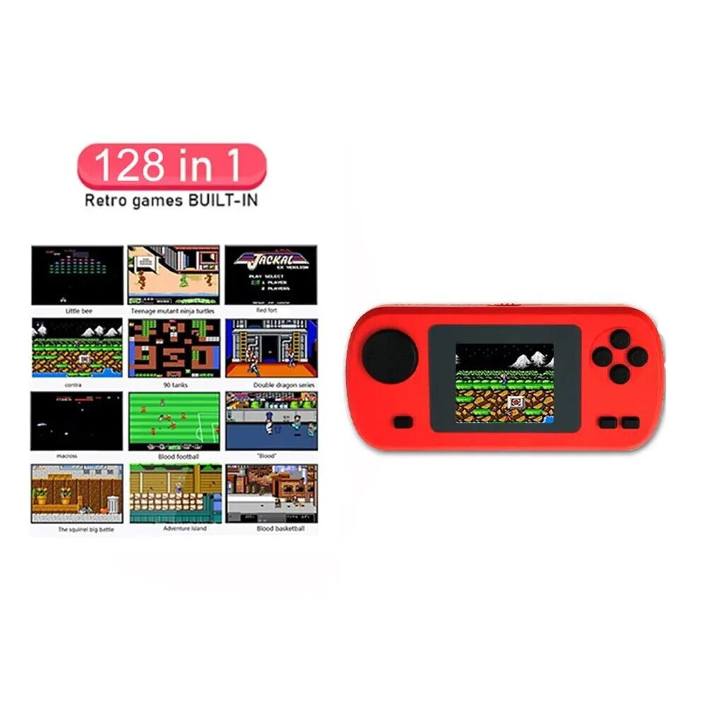 (Red) GAMINJA GC32 Mini Handheld Game Player Portable TFT Color Screen Video Consoles Built In 128 8Bit Games For Kids Christmas Gift