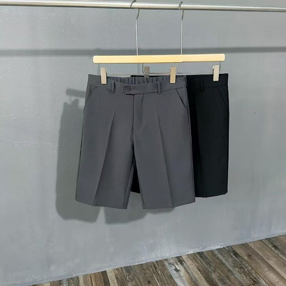 (dark gray, 33) Men's Casual Ice Silk Drape Shorts - Summer Lightweight Loose Straight White Pants