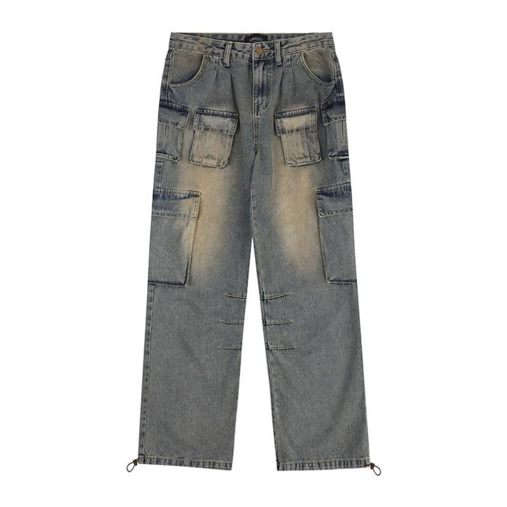 (gray, M) "2023 Retro Straight-Leg Jeans: Unisex Wide-Leg Summer Style