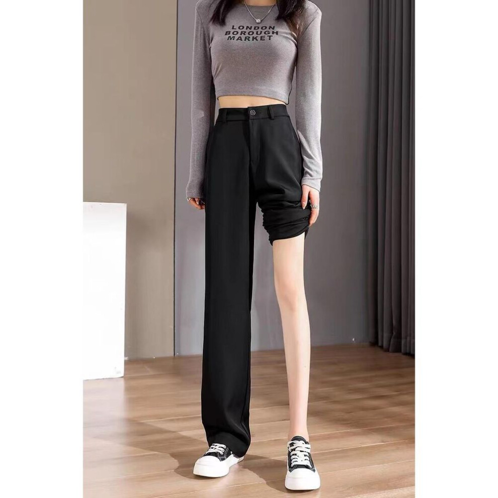 (black, 2X Large) Women's Slim Fit Drape Wide-leg Summer Casual Trousers