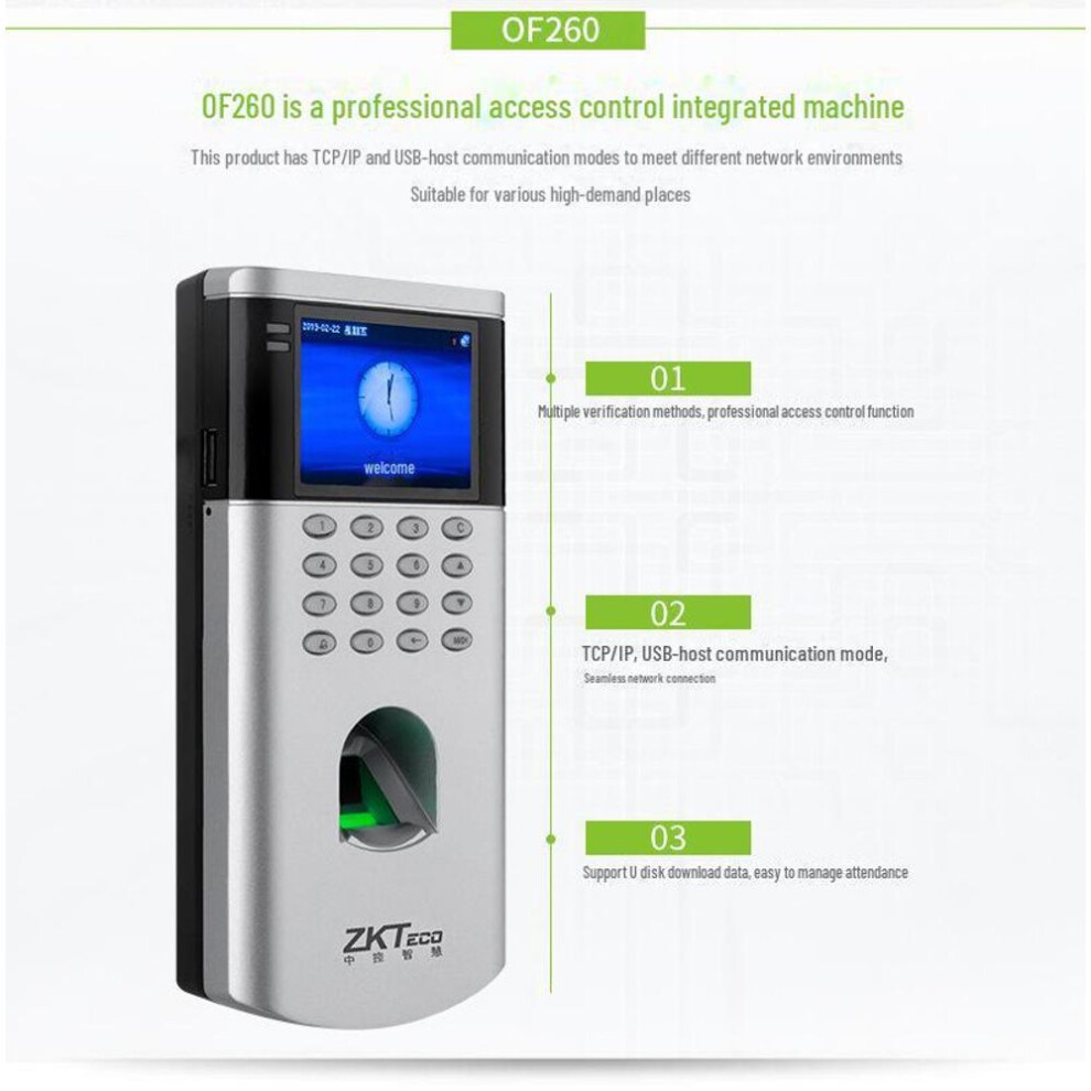 (Package 1: Single Framed Glass Door) ZKTeco OF260 Access Control & Attendance System Package: Compatible with English & Traditional Chinese Fingerprint Machines.
