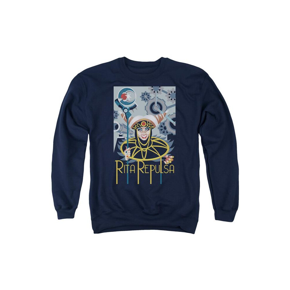 Trevco Sportswear PWR131-AS-5 Power Rangers Rita Deco Adult Crewneck Sweatshirt, Navy - 2X-image-OPC-PGCMBFY-NEW