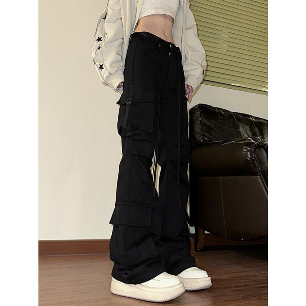 (black, Medium) "women's 2023 American Retro Flared Pants: Versatile, Casual Overalls With Pockets For Spring And Autumn