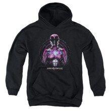 Trevco Sportswear PWR3011-YFTH-1 Power Rangers Pink Ranger Youth Hooded Sweatshirt, Black - Small