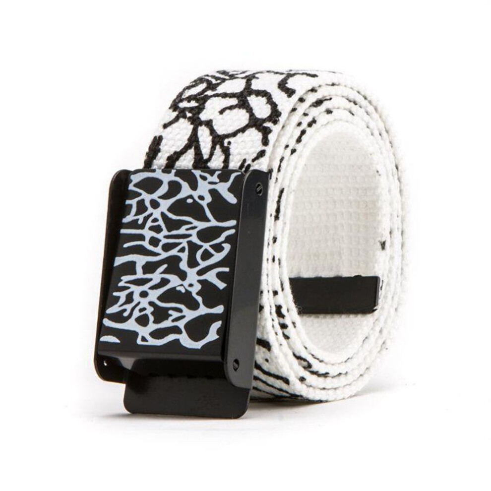 (white, 110 cm) Trendy Korean-Style Hip-Hop Graffiti Canvas Belts for Men and Women Couples