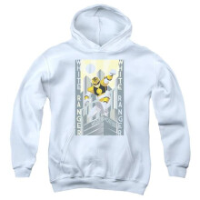 Trevco Sportswear PWR201-YFTH-2 Power Rangers White Ranger Deco Youth Hooded Sweatshirt, White - Medium